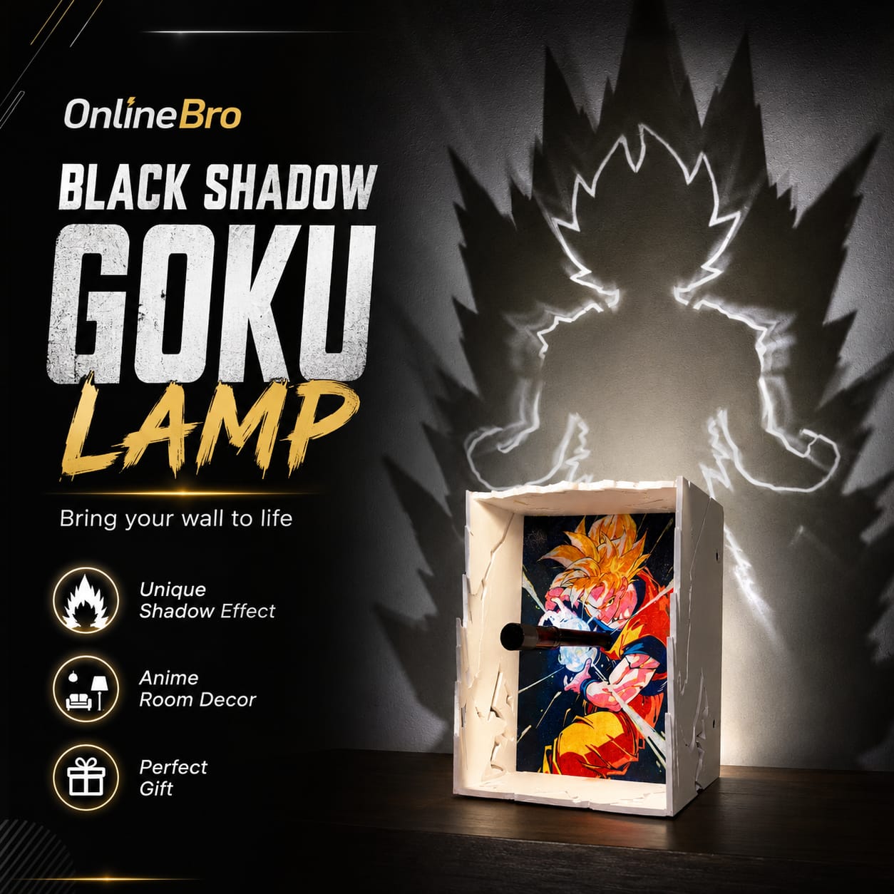 Goku Super Saiyan God | Inspired 3D Shadow Lamp
